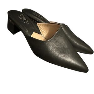 Franco Sarto Visa Slip on Pointed Toe Mules Black 7 Med. SOFT Leather NWOT